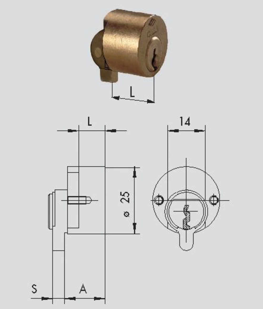 CILINDRO PER SERRATURE PER SERRANDA CISA 02544