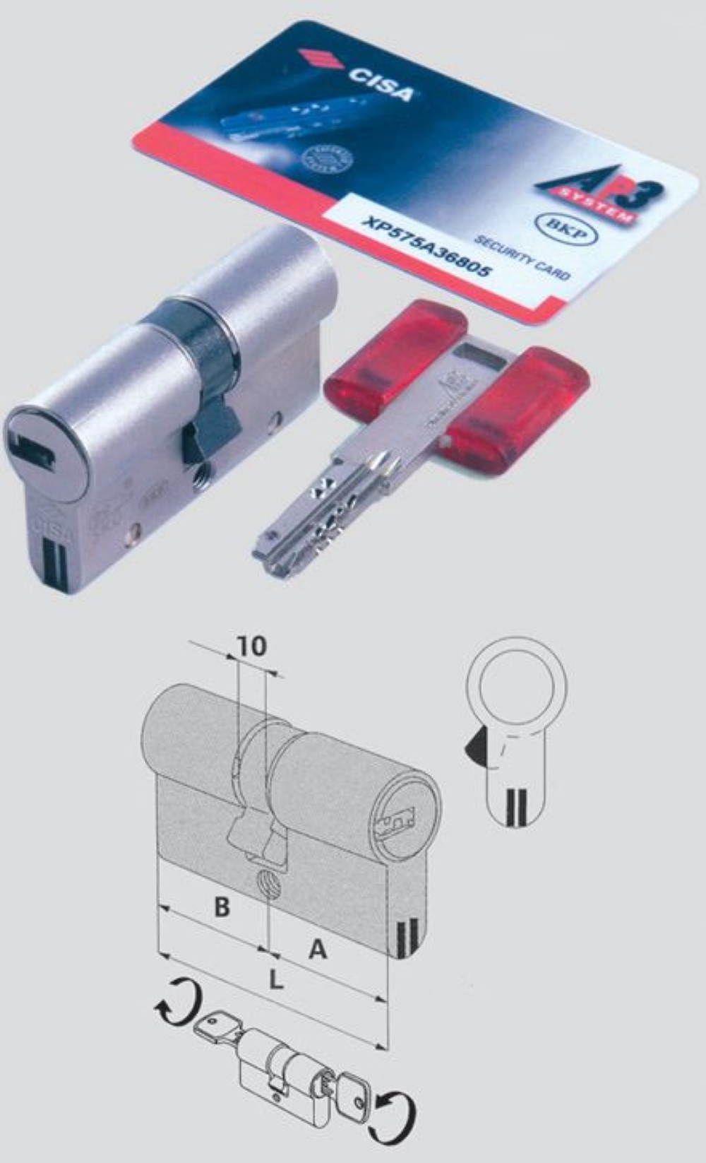 CILINDRO DOPPIO FRIZIONATO AP3 SIGILLO CISA 0H3S1