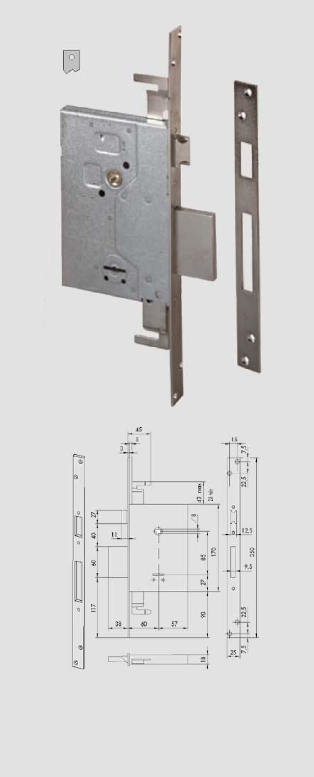 CISA 57255/60 SERRATURA INFILARE