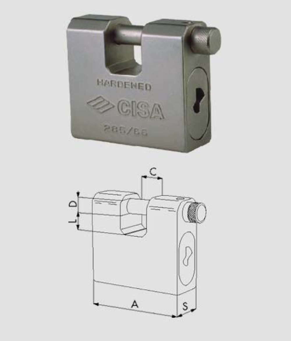 LUCCHETTO RETTANGOLARE IN ACCIAIO TOP CISA 28550