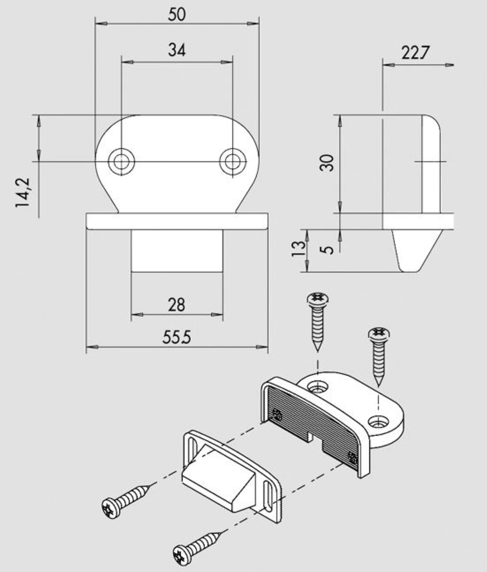 BOCCHETTA REGOLABILE PER PORTE IN LEGNO E PVC