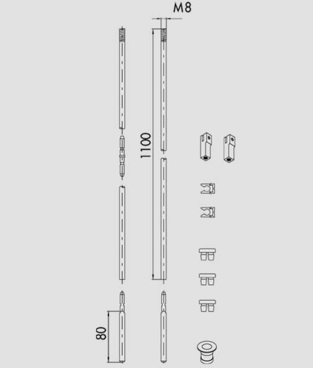 PROLUNGHE ASTE INTERNE DIRITTE CON RIVESTIMENTO IN ZINCO CISA 06441