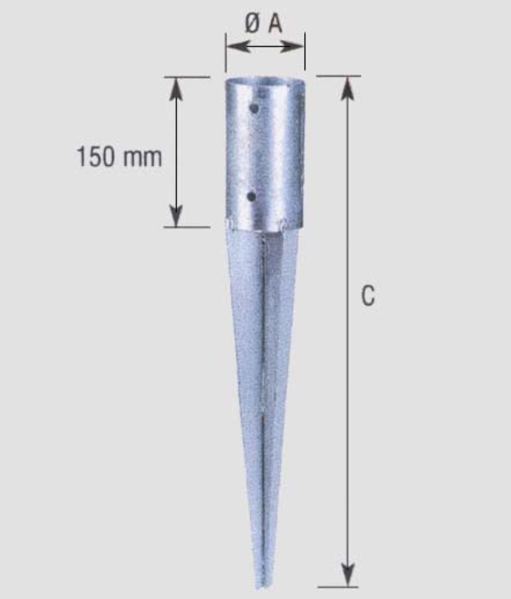 SUPPORTO PER PILASTRI LEGNO A CONFICCARE A.810
