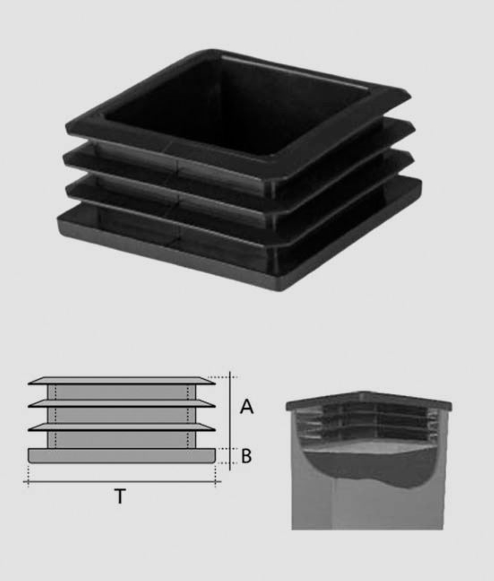 GOMMINO PL.ALETT.QUADRO NERO 12X12 CF.4PZ.
