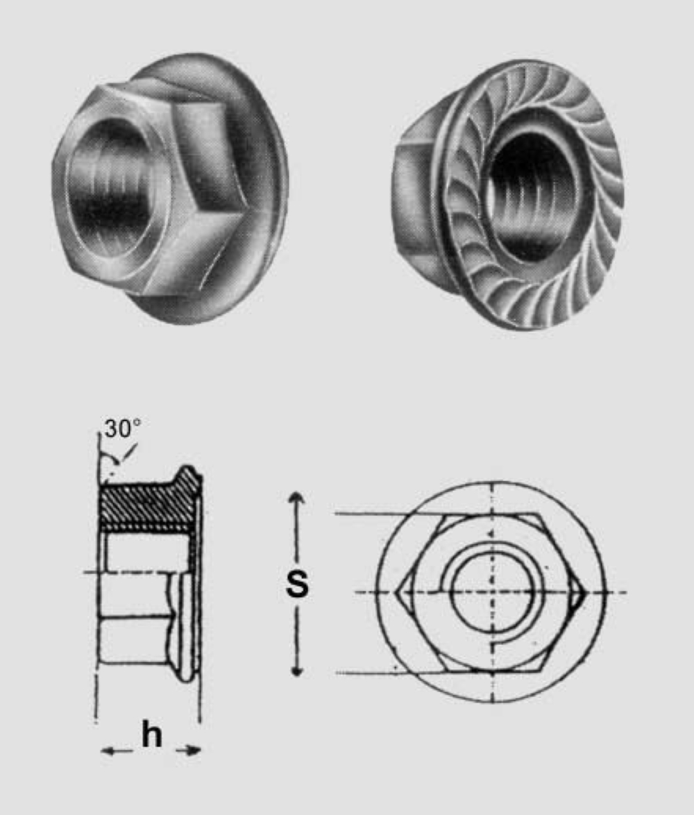 DADO FLANG.ZIN.BASE ZIGR.DIN6923- 4 CF.10PZ.