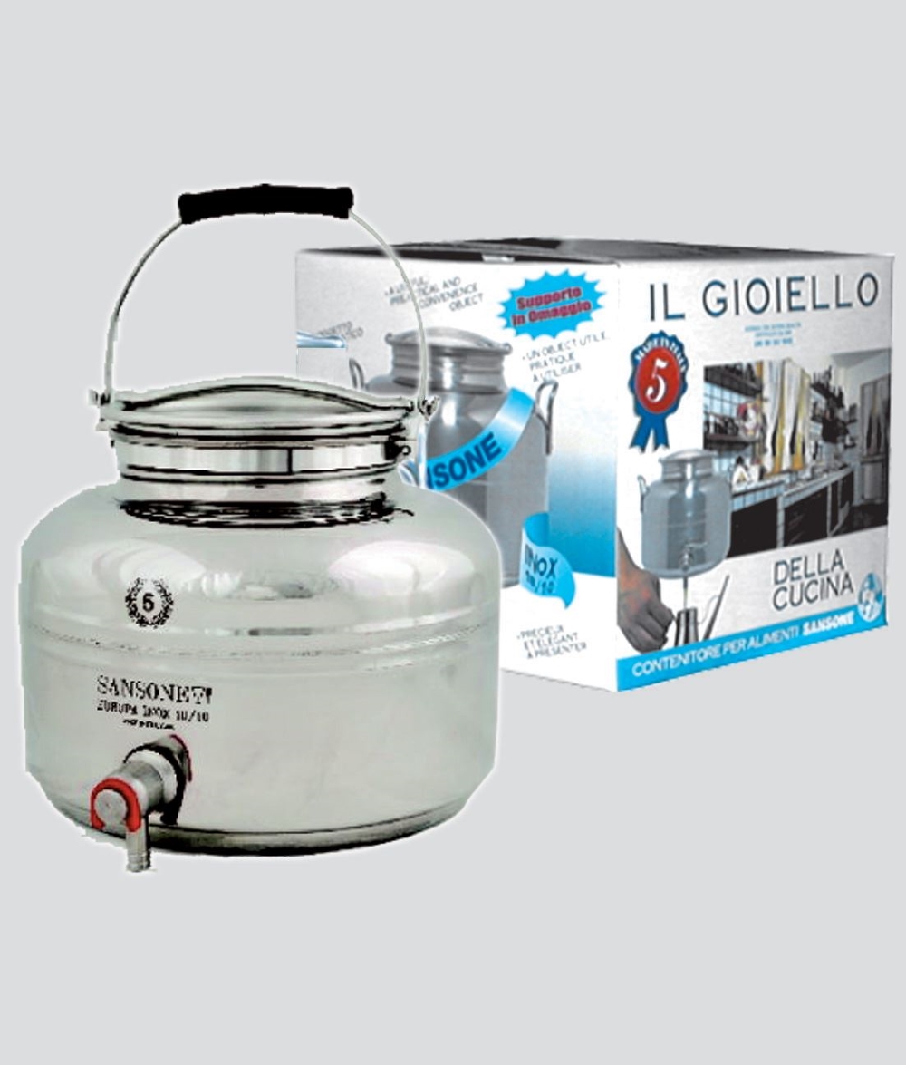 FUSTO OLIO INOX 18/10 CON MANICO AD ARCO SANSONE MODELLO EUROPA SALDATO TIG