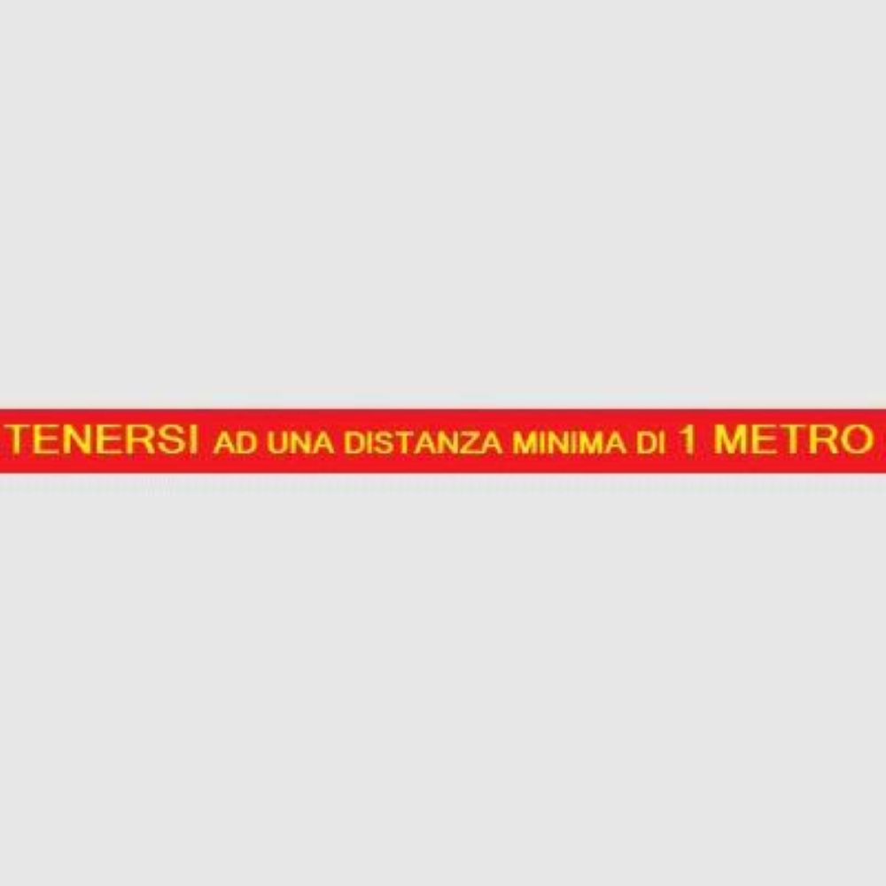 CARTELLO ADESIVO TENERSI AD UNA DISTANZA MINIMA DI 1 METRO