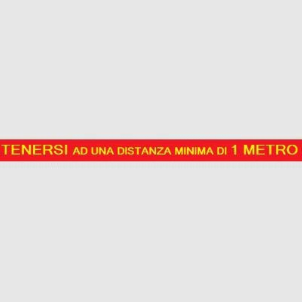 CARTELLO ADESIVO TENERSI AD UNA DISTANZA MINIMA DI 1 METRO