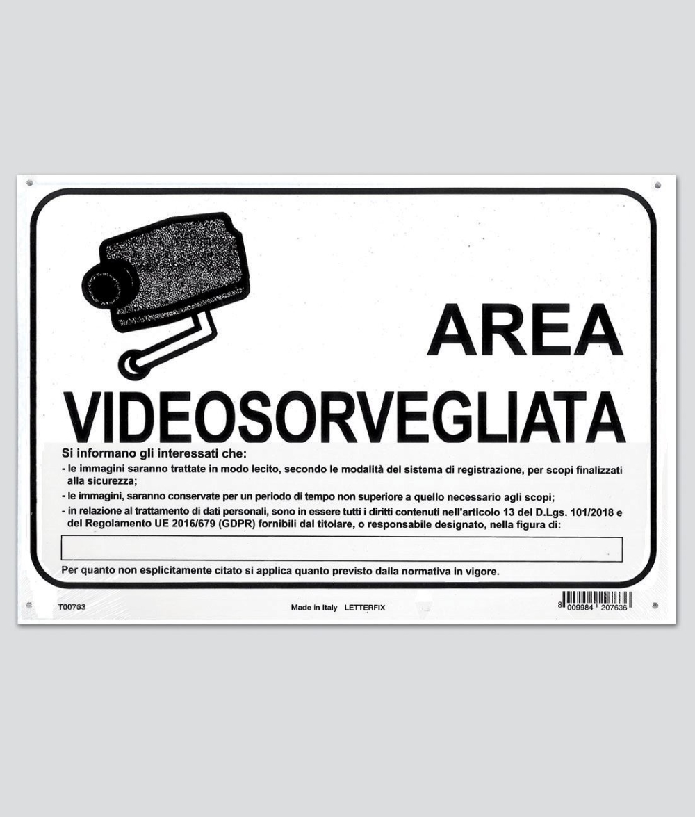 TARGA ECO AREA VIDEOSORVEGLIATA