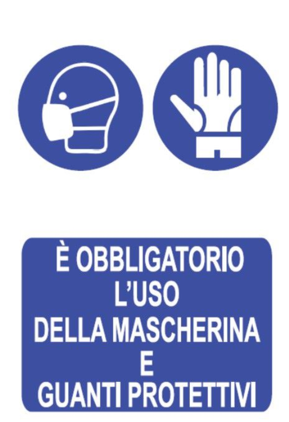TARGA CV19 OBBLIGO USO MASCHERINA E GUANTI PROTETTIVI
