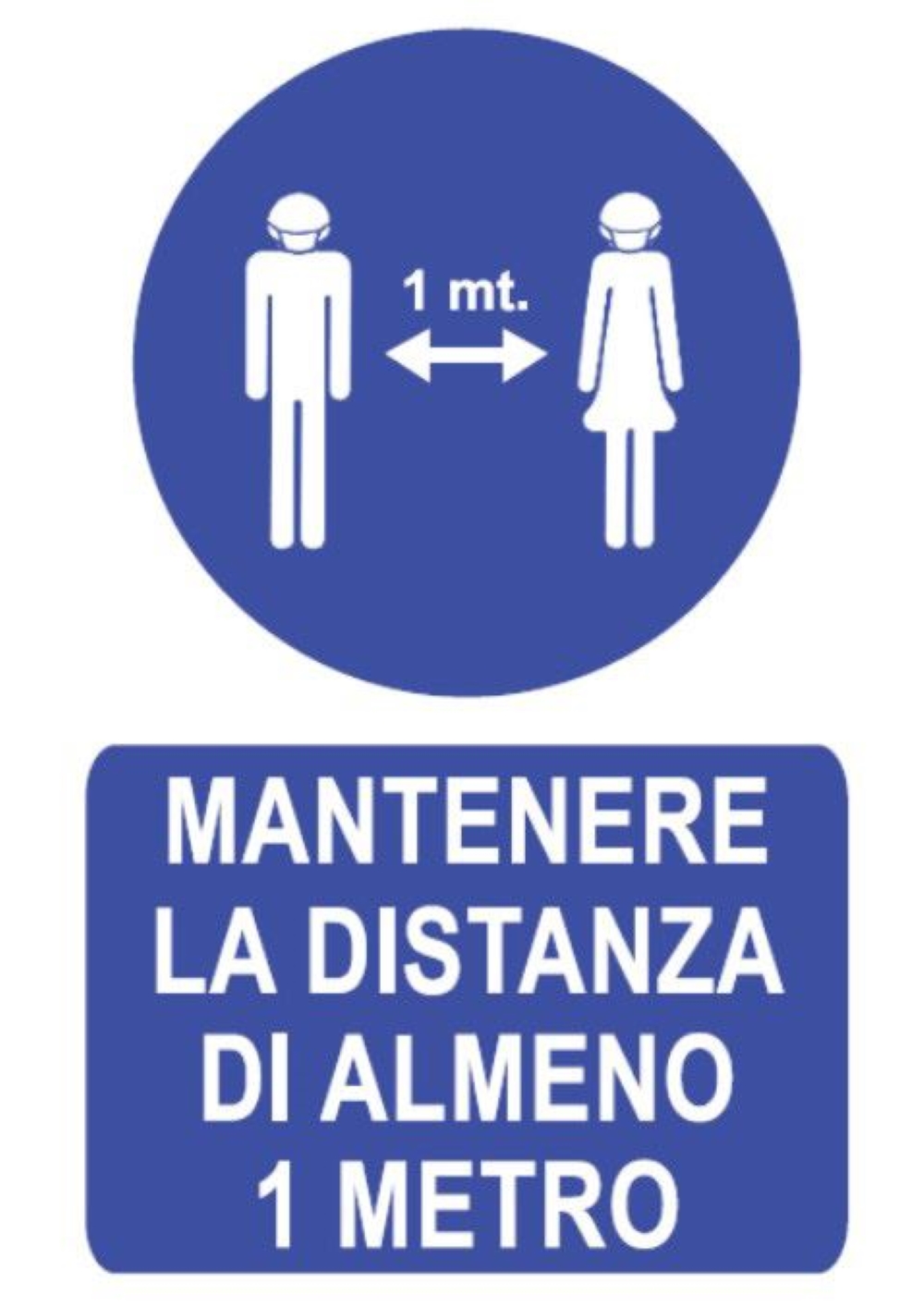 TARGA CV19 OBBLIGO MANTENIMENTO DISTANZA DI ALMENO 1 MT