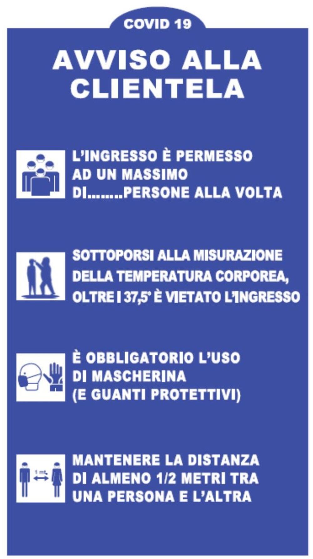 TARGA CV19 AVVISO ALLA CLIENTELA