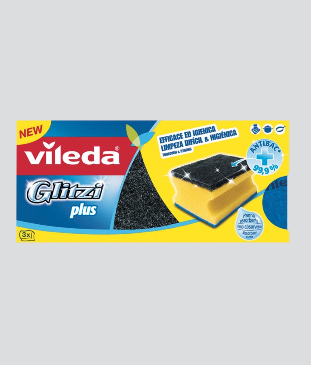 SPUGNETTE GLITZ PLUS FIBRA NERA VILEDA