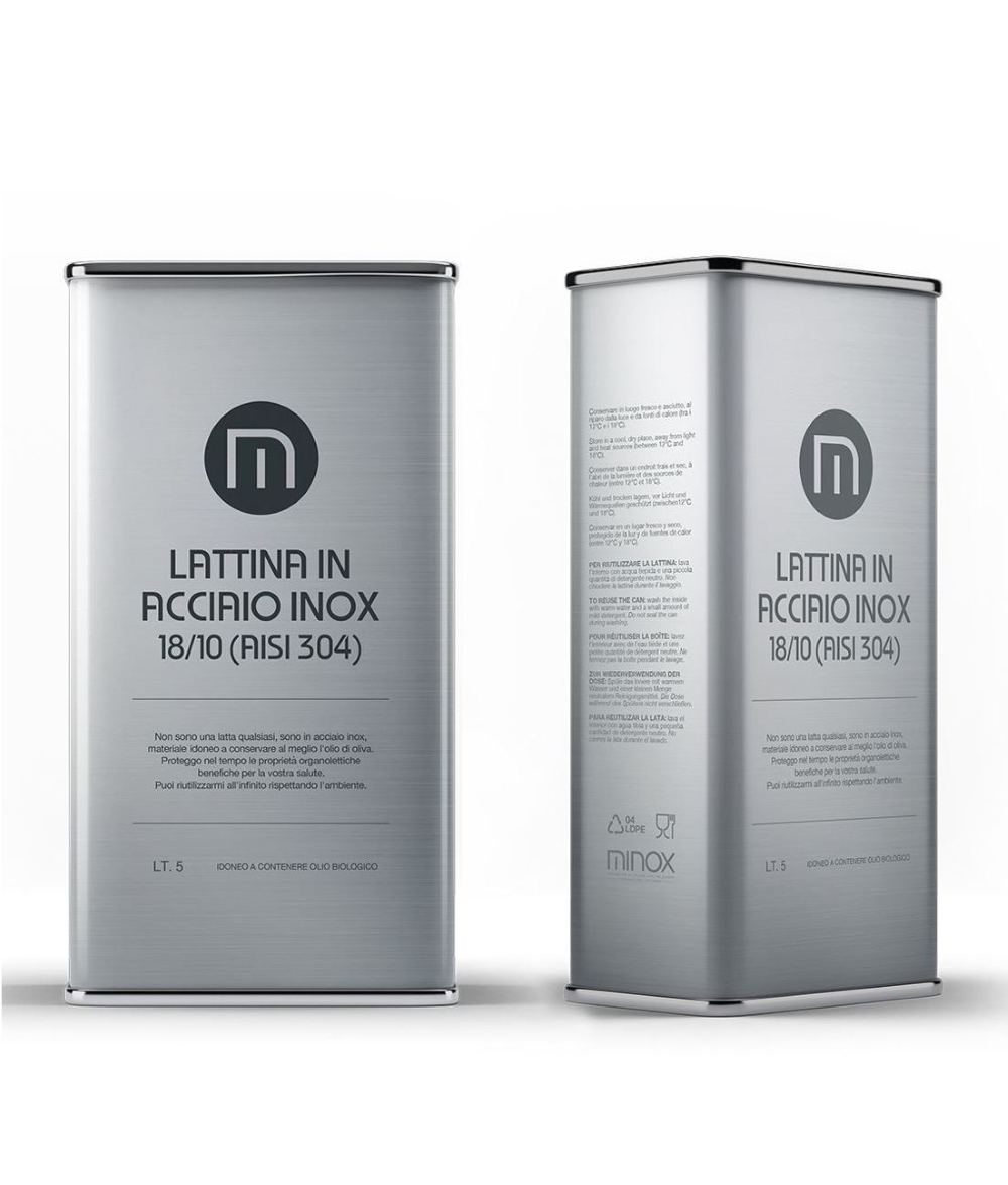 LATTINA PER OLIO IN ACCIAIO INOX 5LT